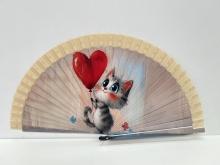 Abanico de madera dise�o Gatos