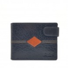 Cartera Pielini en piel de vacuno con cierre de clip para hombre (Color Azul)