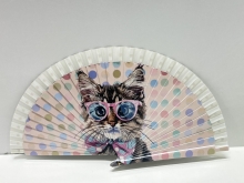 Abanico de madera dise�o Gatos