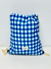 Mochila cuerdas La Matilda estampado vichy (AZUL)