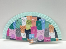 Abanico de madera dise�o Gatos