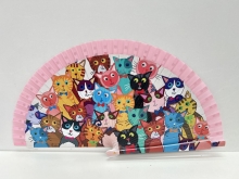 Abanico de madera dise�o Gatos
