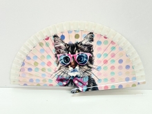 Abanico de madera mini, dise�o Gatos