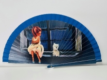 Abanico de madera Diseo NIA CON PERRO