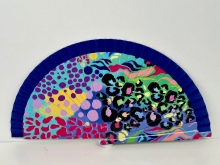 Abanico de madera diseo Print Blue