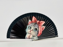 Abanico de madera dise�o Gatos