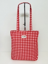 Bolsa Tote Bag La Matilda (Color Vichy rojo y blanco)