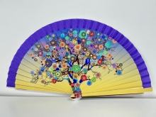 Abanico de madera dise�o Arbol de la Vida