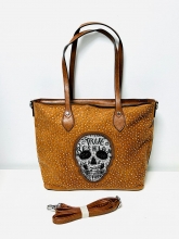 Bolso shopper desmontable polipiel Calavera (BROWN)