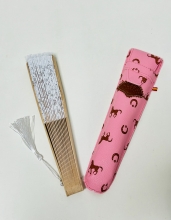 Funda abanico piel cierre solapa (Color rosa)