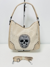 Bolso de mano o bandolera en polipiel Calavera (BEIGE)
