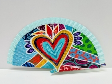 Abanico de madera dise�o Corazones