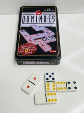 Domin de 6 puntos en color en estuche metlico