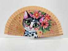 Abanico de madera dise�o Gatos