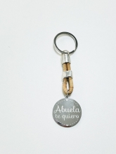 Llavero Abuela te quiero chapa redonda en acero inox