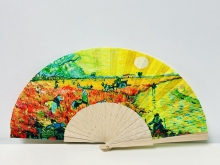 Abanico de madera y tela, diseo pinturas