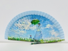 Abanico de madera diseo Pinturas Claude Monet