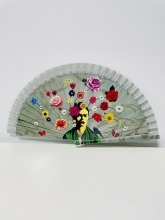 Abanico de madera diseño Frida Kahlo