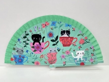 Abanico de madera dise�o Gatos