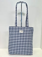 Bolsa Tote Bag La Matilda (Color Vichy azul marino y blanco)