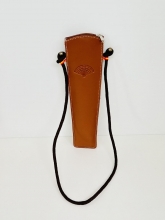 Funda abanico piel con cordón para colgar cierre cremallera (Color Marron)
